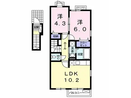 オーランジェ(2LDK/2階)の間取り写真