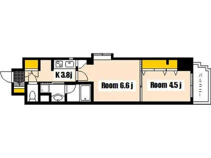 アルル国泰寺(1LDK/6階)の間取り写真