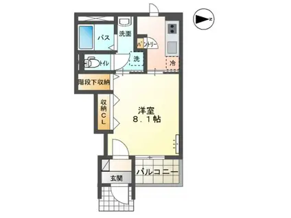 ルリアンII(1K/1階)の間取り写真