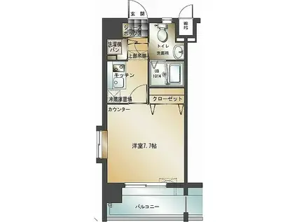 エンクレスト博多II(1K/8階)の間取り写真