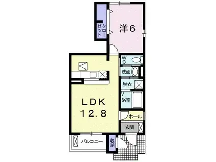 ペルル II(1LDK/1階)の間取り写真