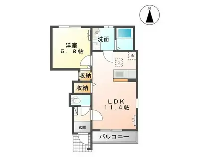 リバティコートH&MII(1LDK/1階)の間取り写真