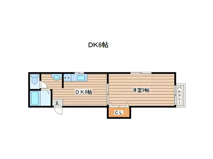 メロウヒルズ(1DK/1階)の間取り写真