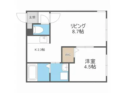 MAJESTIC LIFE札幌桑園(1LDK/4階)の間取り写真