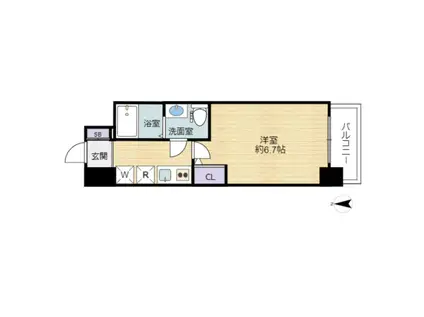 SERENITE本町REFLET(1K/4階)の間取り写真