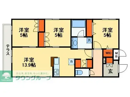 シャルマンおおたかの森(3LDK/1階)の間取り写真