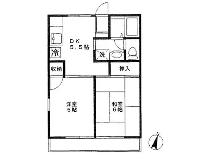 ハイツプリズム(2DK/2階)の間取り写真