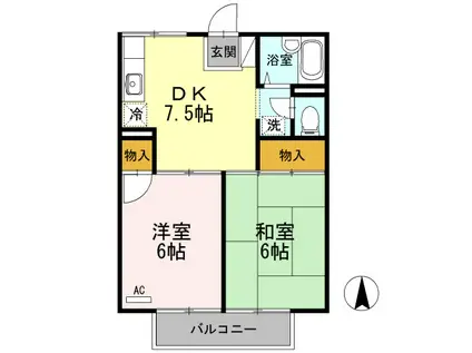 プレジール高須A棟(2DK/2階)の間取り写真