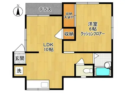 久保寺アパート 2号(1LDK/1階)の間取り写真