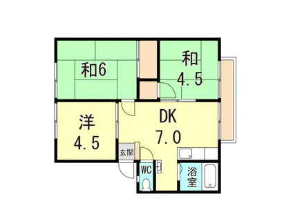 ウィンディア(3DK/1階)の間取り写真