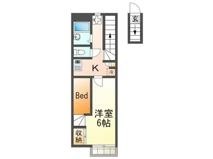 サニーウェル(1K/2階)の間取り写真