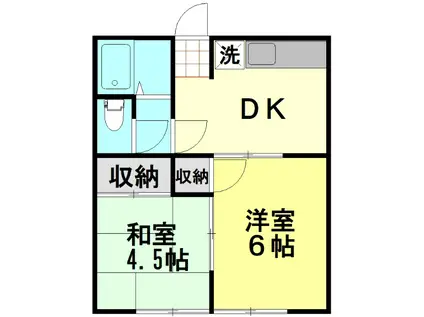 第2嶋田荘(2DK/2階)の間取り写真