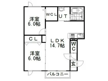 シェーン(2LDK/2階)の間取り写真