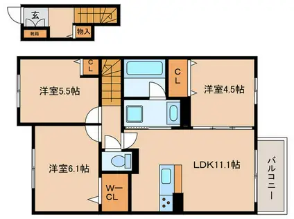 サンハイム八社(3LDK/2階)の間取り写真