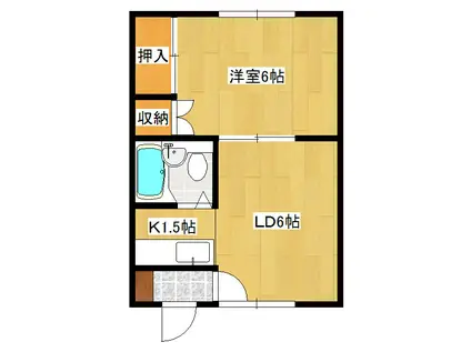 ダイヤモンドハイツ(1DK/2階)の間取り写真