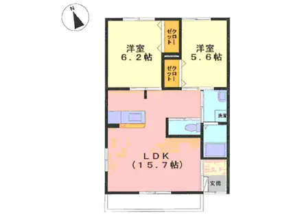 美保里II番館(2LDK/2階)の間取り写真