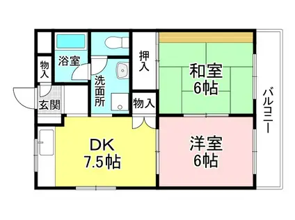 グランパレス(2DK/4階)の間取り写真