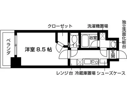 ゼスタレジデンス桜山(1K/4階)の間取り写真