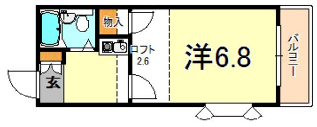 レオパレス打出第二(1K/1階)の間取り写真