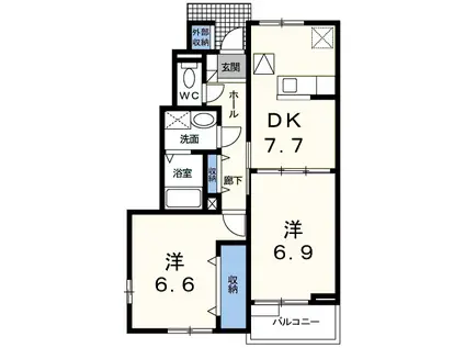 オーチャード・ビュー(2DK/1階)の間取り写真