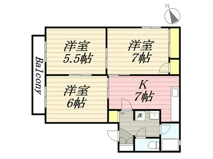 ボナール C棟(3DK/2階)の間取り写真