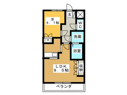 メルヴェーユ(1LDK/1階)の間取り写真