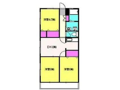 フェリース桐(3DK/1階)の間取り写真