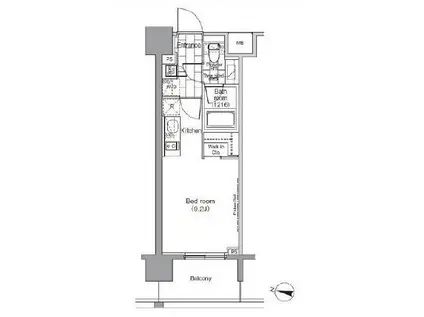 パークハビオ恵比寿(ワンルーム/11階)の間取り写真