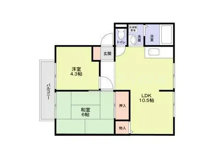 ジョイフルコンフォートA棟(2LDK/1階)の間取り写真