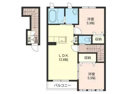 シャノワール(2LDK/2階)の間取り写真
