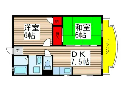 ロイヤルハイツ川上(2DK/2階)の間取り写真