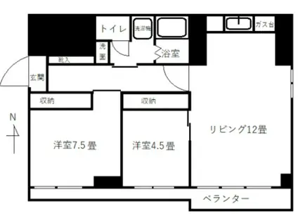 メゾン旭(2LDK/12階)の間取り写真