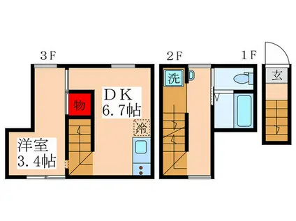 ポンテヴェキオ平和台(1DK/1階)の間取り写真