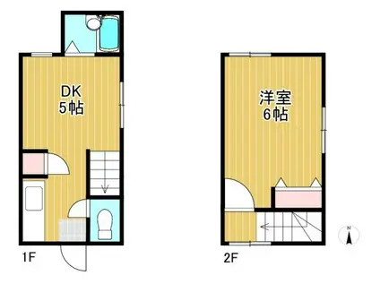 ビーンズハウス(1DK/2階)の間取り写真