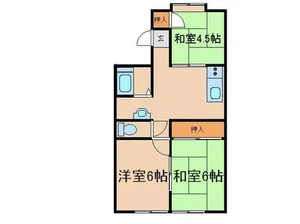 スカイコート(3DK/2階)の間取り写真