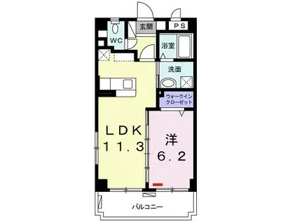 プラザーヴィラ(1LDK/4階)の間取り写真