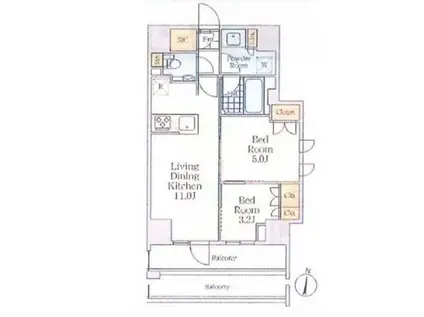 クレストコート中野富士見町(2LDK/8階)の間取り写真