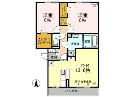 カンパーレ K(2LDK/3階)の間取り写真