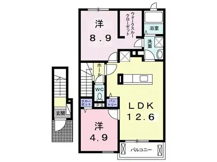 グリーンヒルズT・M(2LDK/2階)の間取り写真