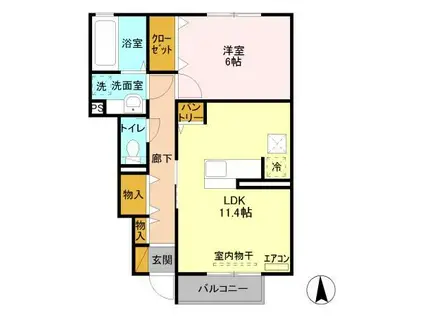 アル・ソーレ(1LDK/1階)の間取り写真