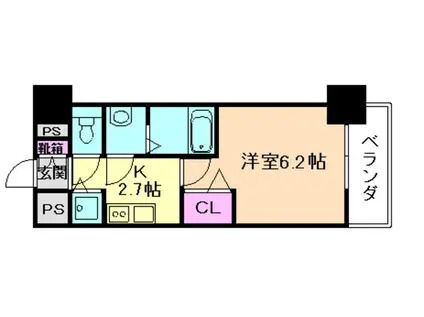 プレサンス扇町駅前(1K/12階)の間取り写真