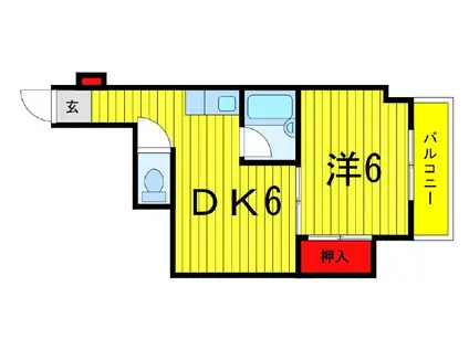 キャッスル高井(1DK/9階)の間取り写真