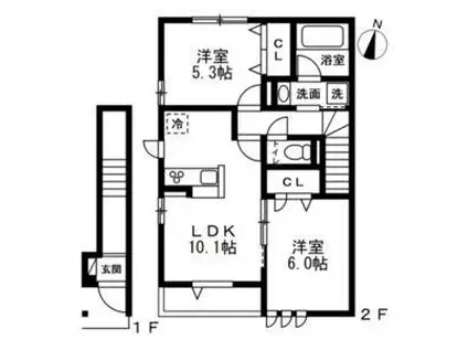 パークガーデン石神井公園(2LDK/2階)の間取り写真