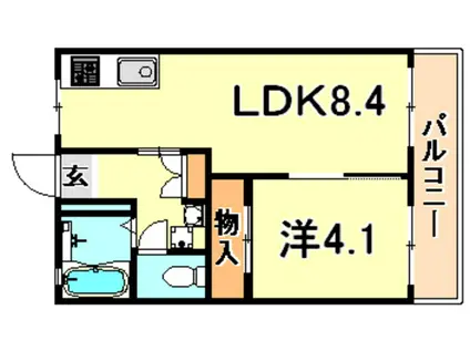 美山台ハイツ(1LDK/1階)の間取り写真