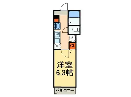 MELDIA京成津田沼(1K/3階)の間取り写真