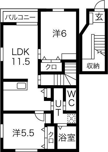 マノワール上里(2LDK/2階)の間取り写真