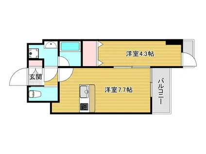 プレジオ難波ASIAN(1DK/5階)の間取り写真