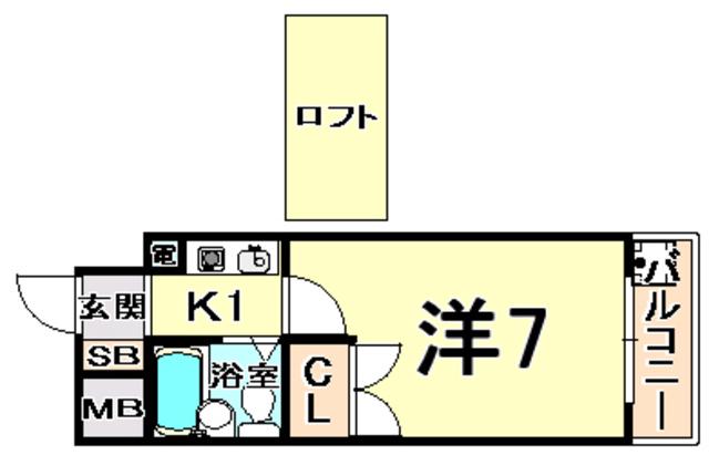 阪急神戸線 塚口駅(阪急) 徒歩14分 4階建 築33年(1K/4階)の間取り写真
