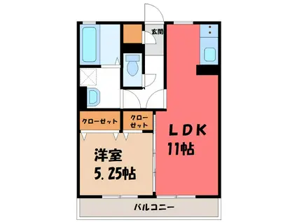 コージーネスト B(1LDK/3階)の間取り写真