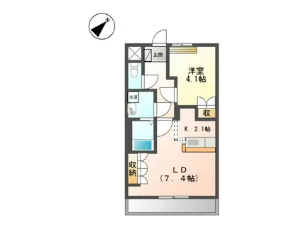 メルヴェーユ(1LDK/1階)の間取り写真